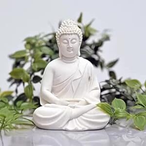 Meditation Buddha White Premium Rare Handcrafted Polymarble Meditation