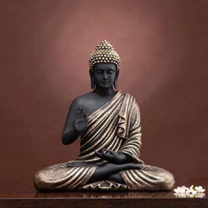 SN Handicrafts Meditating Buddha Idol in Golden Clothes