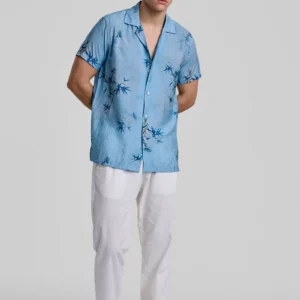 Blue Slim Fit Printed Shirt