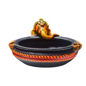 Shabana Art Potteries Handmade Earthenware Decorative Bowl/Ganesha Urli/Flower Pot