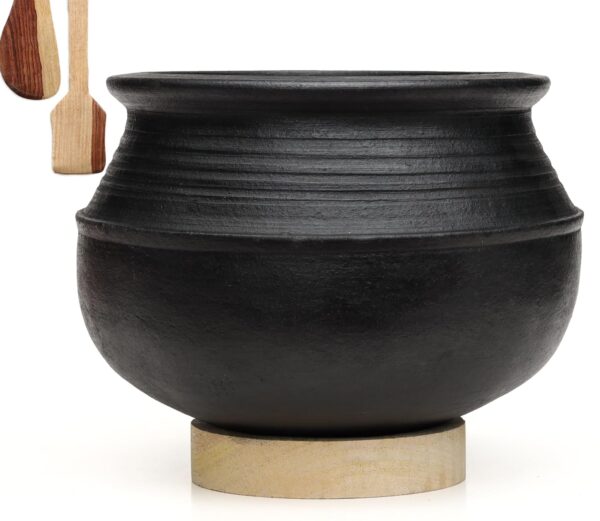 Craftsman Deep Burned Clay Rice Handi/Earthen/Mud/Mitti Pot for Cooking