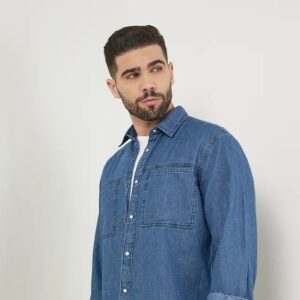 Solid Cotton Blend Slim Fit Men's Casual Shirt