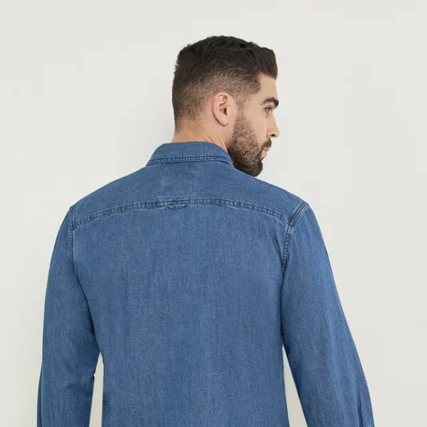 Solid Cotton Blend Slim Fit Men's Casual Shirt - Image 2