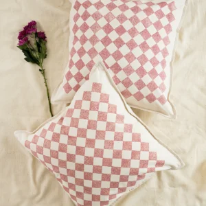 Chessboard Cushion Cover ,Rose Pink