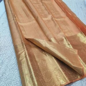 Handloom Peach and Gold Pure Silk Saree