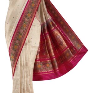 Off White Dual Tone Silk Saree