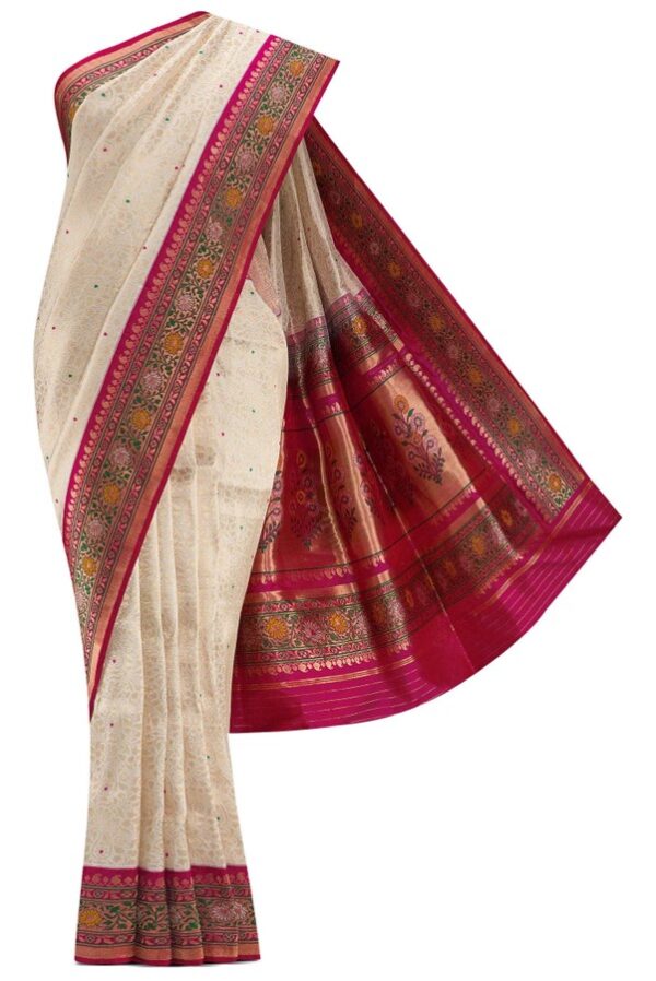 Off White Dual Tone Silk Saree