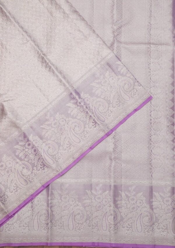  Lavender Zariwork Pure Handloom Silk Saree - Image 3