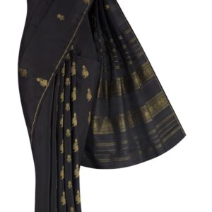 Black Handloom Silk Saree with Zari Butta on the body and Zari Border