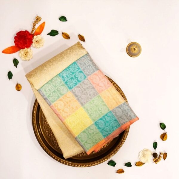 Multicolor Pure Handloom Silk Saree - Image 2