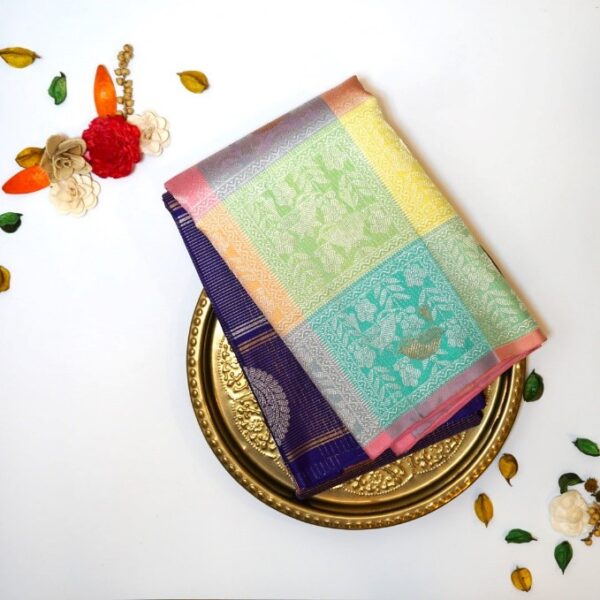 Multicolor Pure Handloom Silk Saree - Image 3