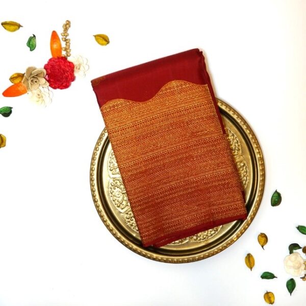 Maroon Border Pure Handloom Silk Saree - Image 7