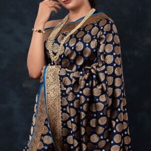 Navy Blue Handloom Silk Saree