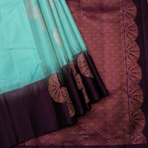 Light Blue With Burgundy Soft Silk Saree