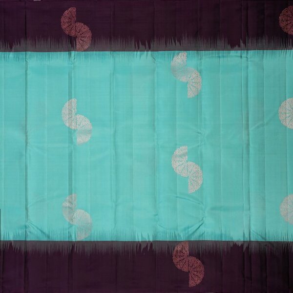 Light Blue With Burgundy Soft Silk Saree - Image 4