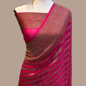 Pink Color Silk Saree with Zari Stripes