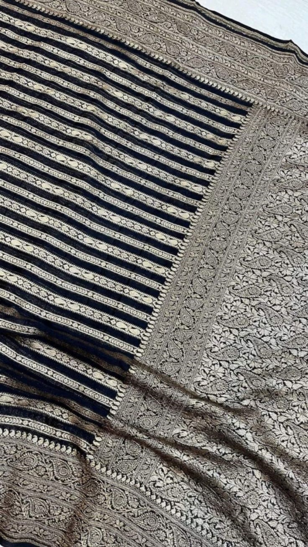 Blue Khaddi Georgette Saree - Image 2