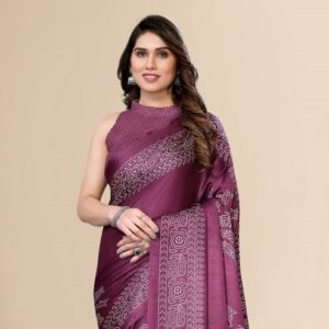 Women's Chiffon Blocked Printed Hand Batik Saree
