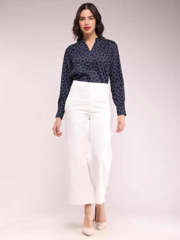 Geometric Print Top - Navy Blue - Image 5
