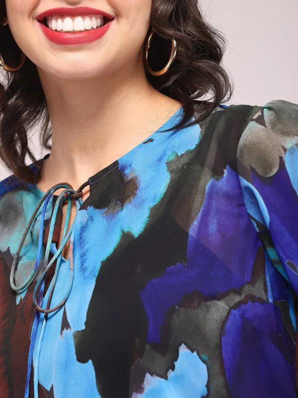 Abstract Print Top - Blue - Image 2