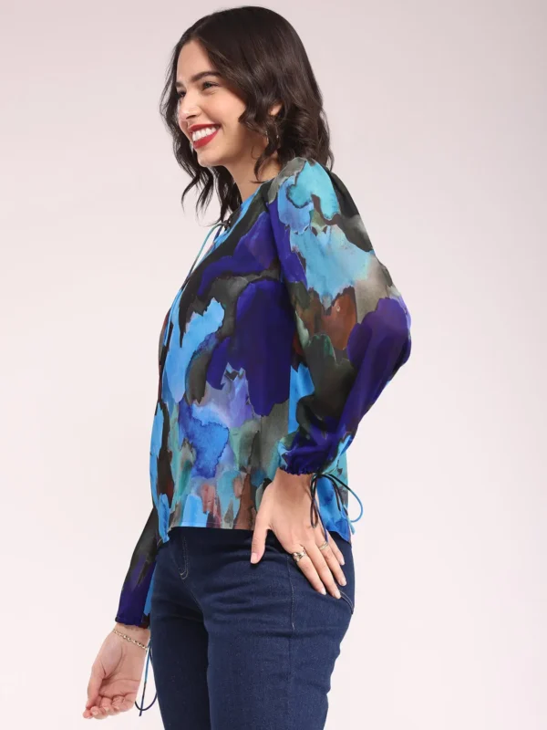 Abstract Print Top - Blue - Image 3