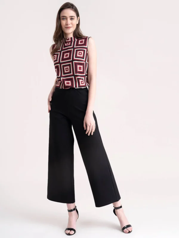 Geometric Print Top - Maroon - Image 3
