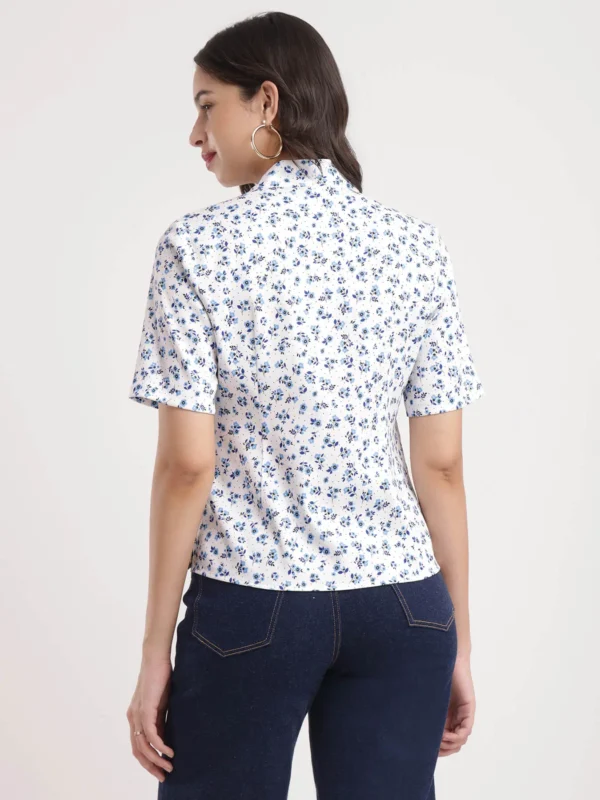 Floral Print Top - White And Blue - Image 5