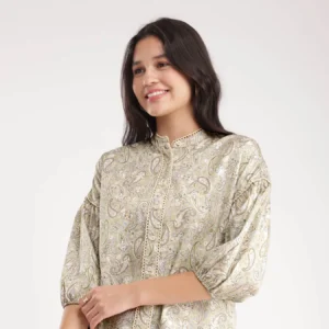 Cotton Paisley Top - Green