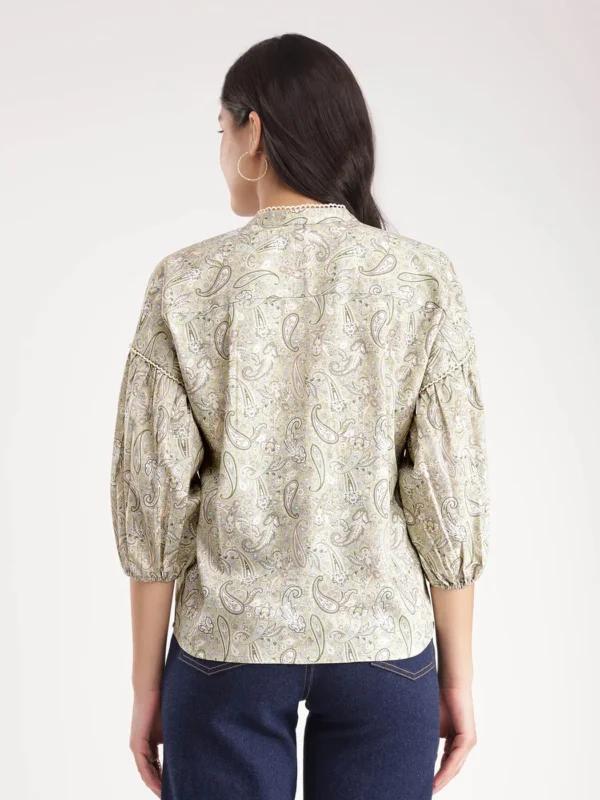 Cotton Paisley Top - Green - Image 5