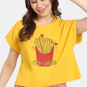 Rosaline Bon Appetite Knit Cotton Top - Yolk Yellow